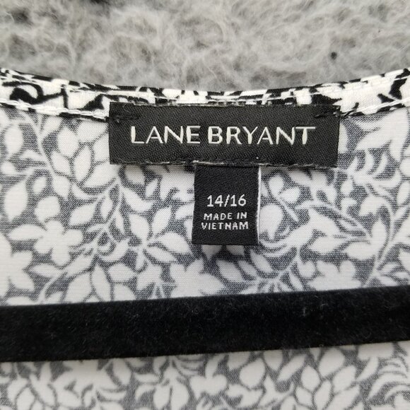 Lane Bryant Shirts Womens 14 Black White Drape Neck Layered Sleeveless Blouse - Picture 2 of 9